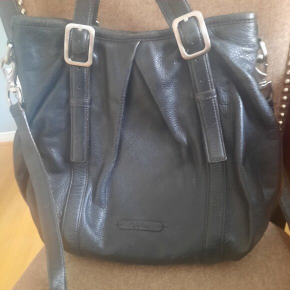 Cole Haan Dark Brown Pebbled Leather Convertible Tote Bag Hobo - Picture 1 of 7